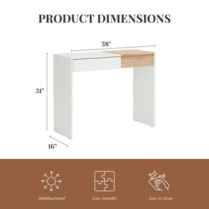 Ren Home Niles Vanity Desk with 1 Drawer and Flip-Out Mirror - Light Oak