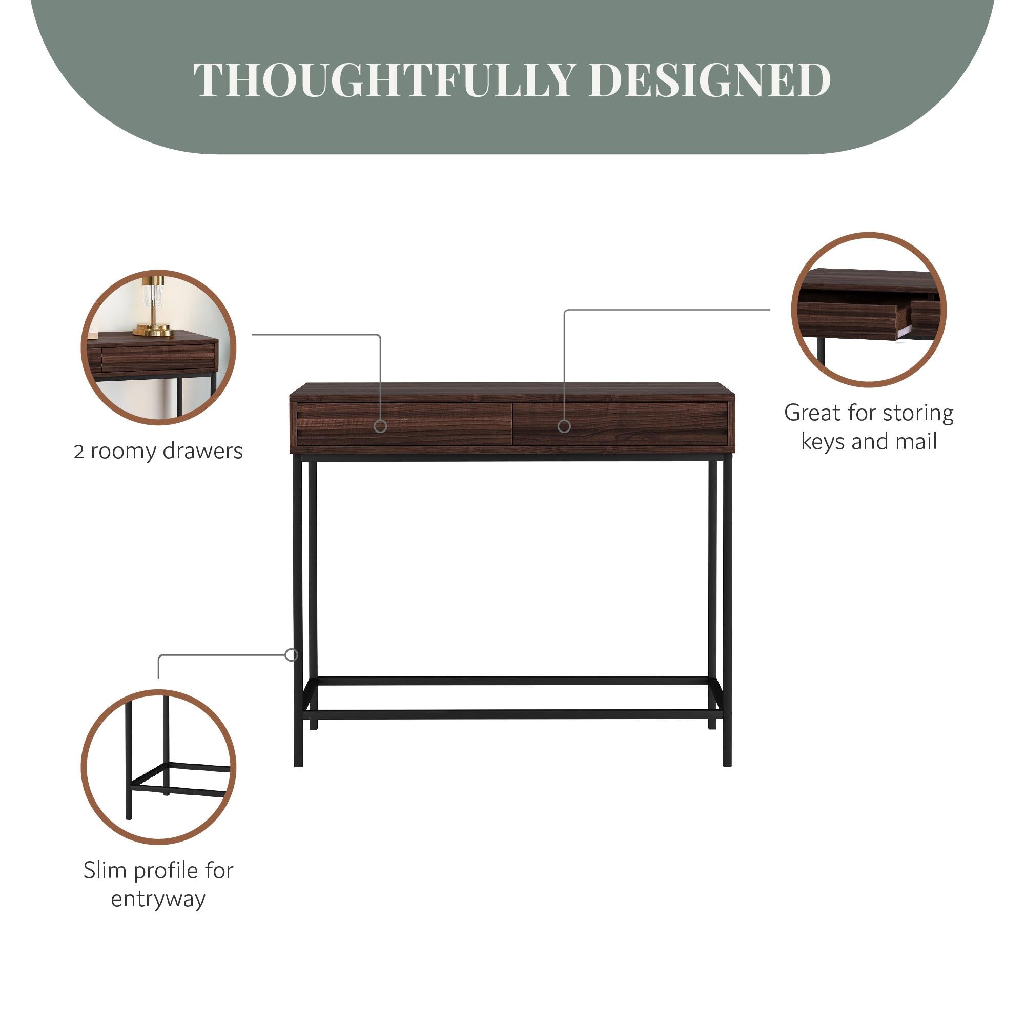 Ren Home Jarrel Console Table - Walnut