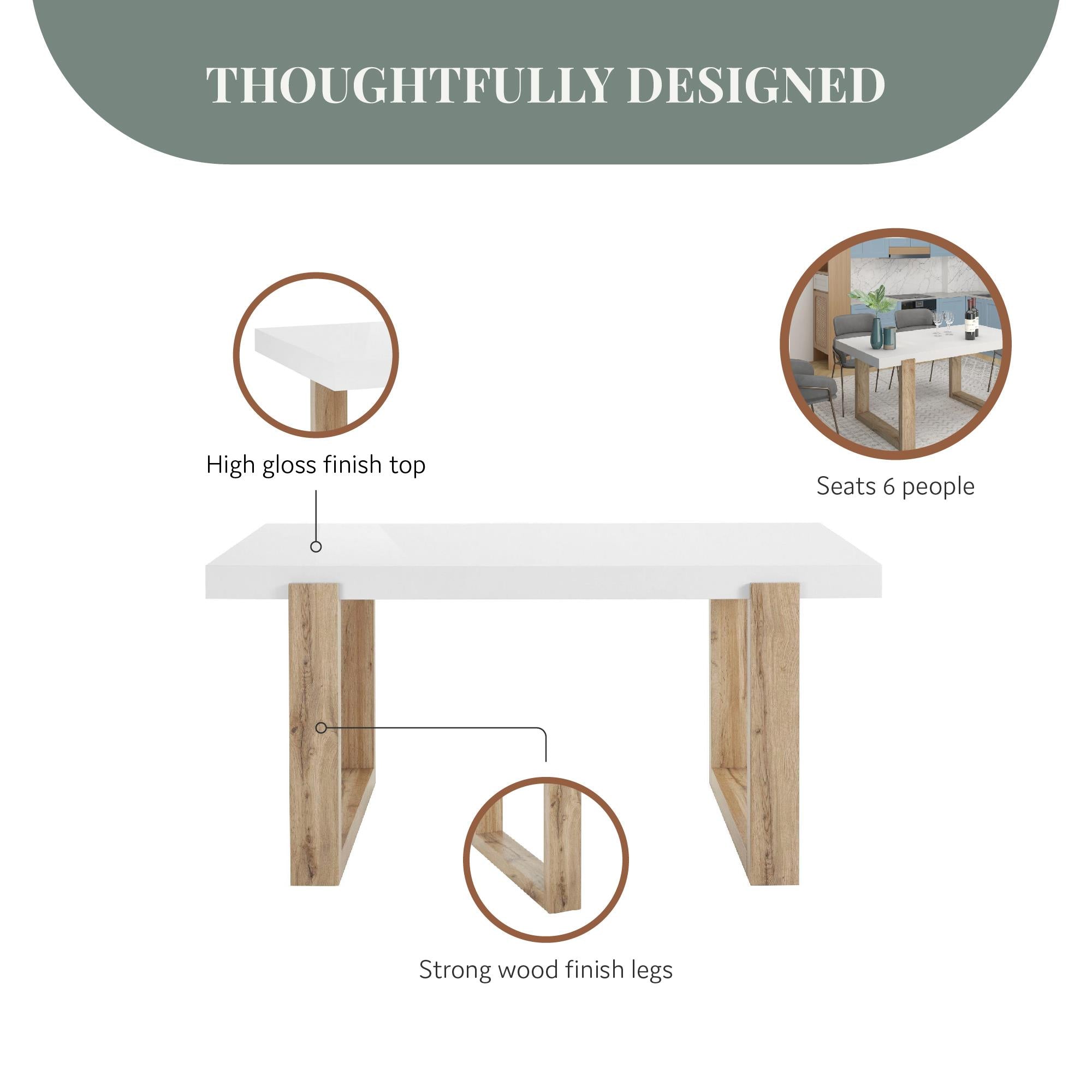 Ren Home Arvid Dining Table - White