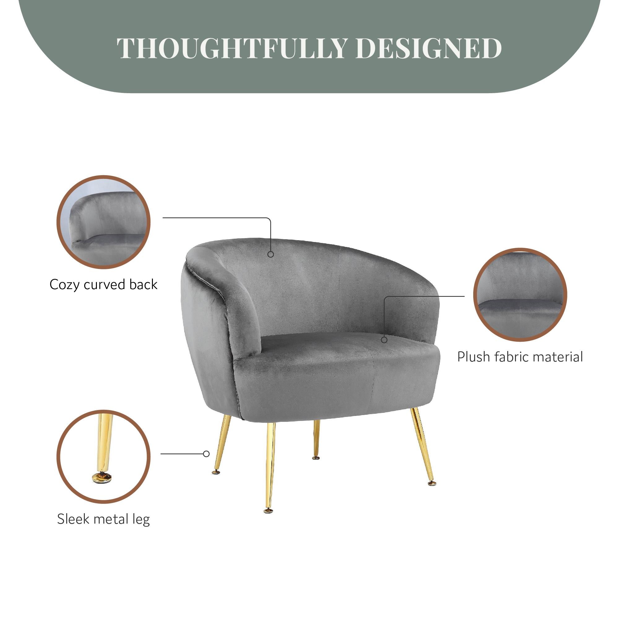 Ren Home Kara Accent Chair - Gray