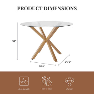 Ren Home Jumi Glass Dining Table - Light Oak