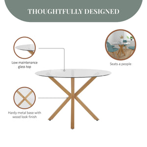 Ren Home Jumi Glass Dining Table - Light Oak