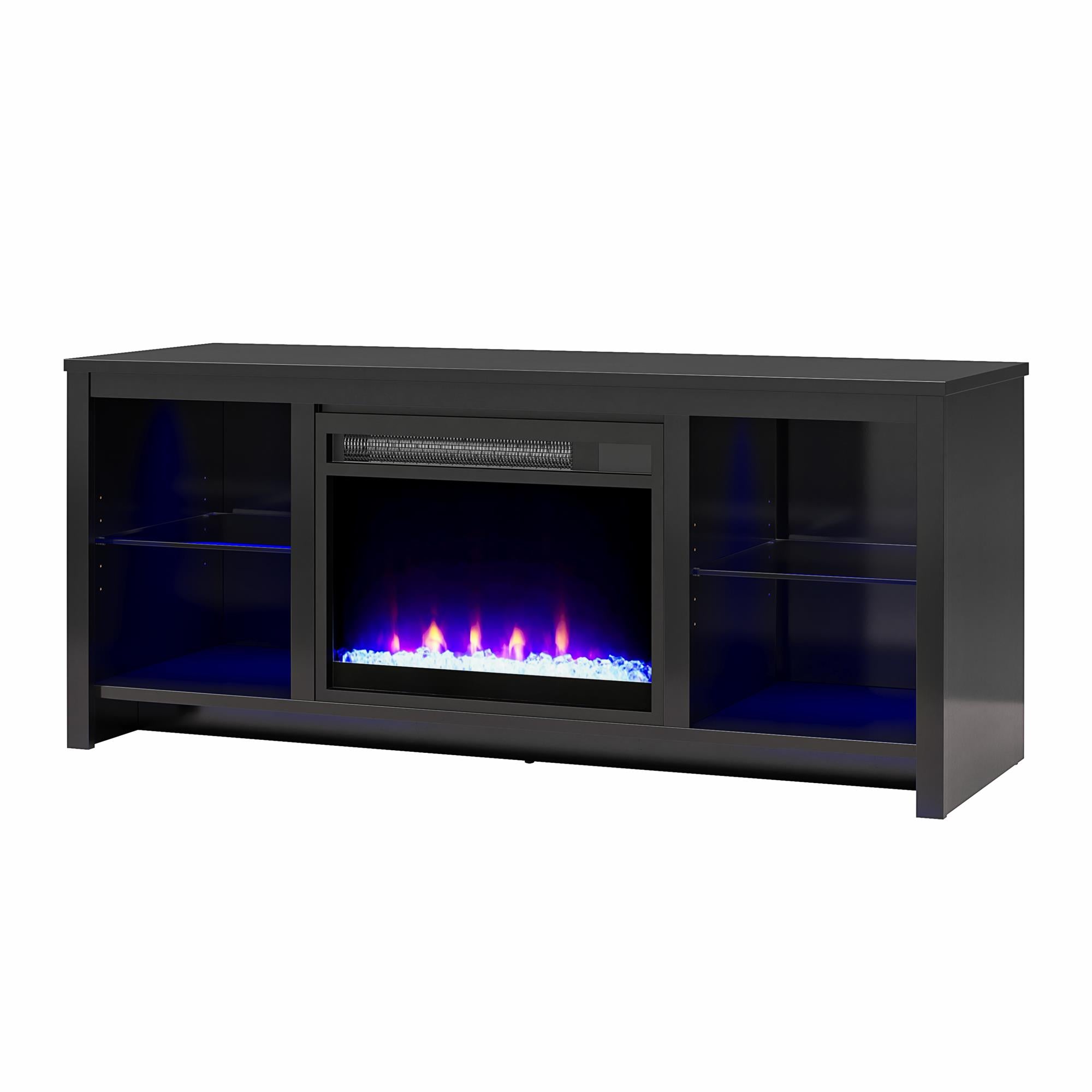 Ameriwood Home Torrick LED Fireplace 55" TV Stand with Crystal Insert - Black