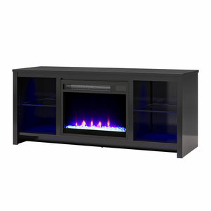 Ameriwood Home Torrick LED Fireplace 55" TV Stand with Crystal Insert - Black