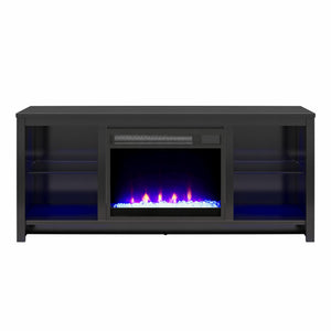 Ameriwood Home Torrick LED Fireplace 55" TV Stand with Crystal Insert - Black