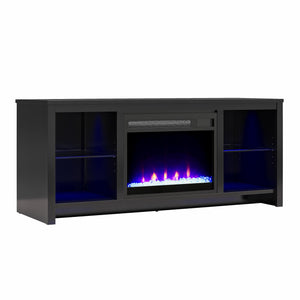 Ameriwood Home Torrick LED Fireplace 55" TV Stand with Crystal Insert - Black