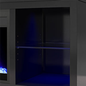 Ameriwood Home Torrick LED Fireplace 55" TV Stand with Crystal Insert - Black
