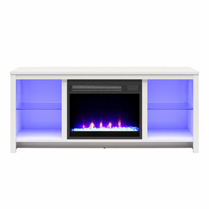 Ameriwood Home Torrick LED Fireplace 55" TV Stand with Crystal Insert - White