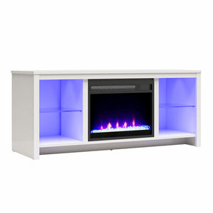 Ameriwood Home Torrick LED Fireplace 55" TV Stand with Crystal Insert - White