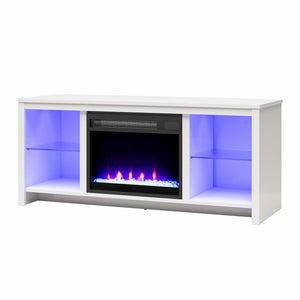 Ameriwood Home Torrick LED Fireplace 55" TV Stand with Crystal Insert - White