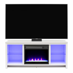 Ameriwood Home Torrick LED Fireplace 55" TV Stand with Crystal Insert - White
