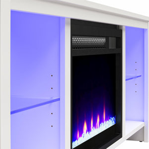 Ameriwood Home Torrick LED Fireplace 55" TV Stand with Crystal Insert - White
