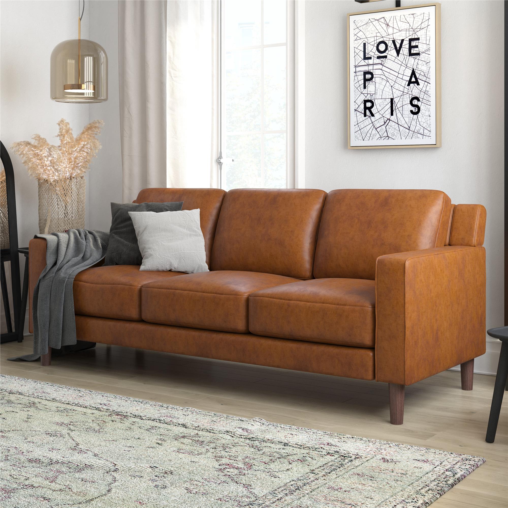 DHP Brynn Sofa - Camel Faux Leather