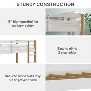 DHP Milton Kids' Low Wood Loft Bed - Natural/White