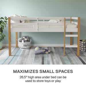 DHP Milton Kids' Low Wood Loft Bed - Natural/White