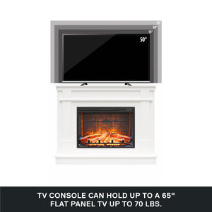 Ameriwood Home Elmcroft Mantel Fireplace TV Stand for TVs up to 65" - White
