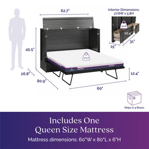 Signature Sleep Paramount Tri-Fold Cabinet Bed - Black Oak - Queen