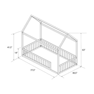 Max & Finn Skyler Metal House Bed with Rail - Dove Gray - Twin