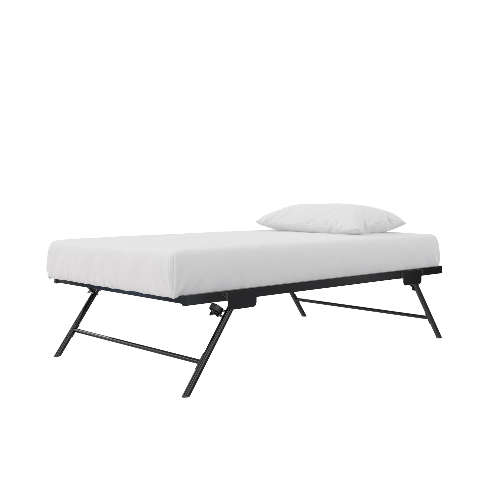 DHP Locky Metal Daybed with Pop Up Trundle - Black - Full-Over-Twin