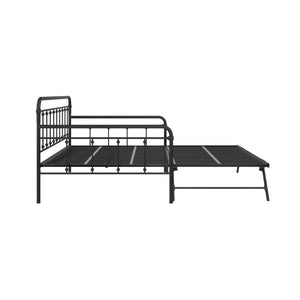 DHP Locky Metal Daybed with Pop Up Trundle - Black - Full-Over-Twin