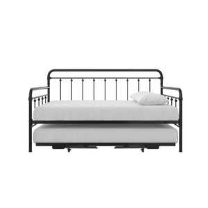 DHP Locky Metal Daybed with Pop Up Trundle - Black - Full-Over-Twin