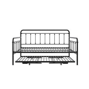 DHP Locky Metal Daybed with Pop Up Trundle - Black - Full-Over-Twin