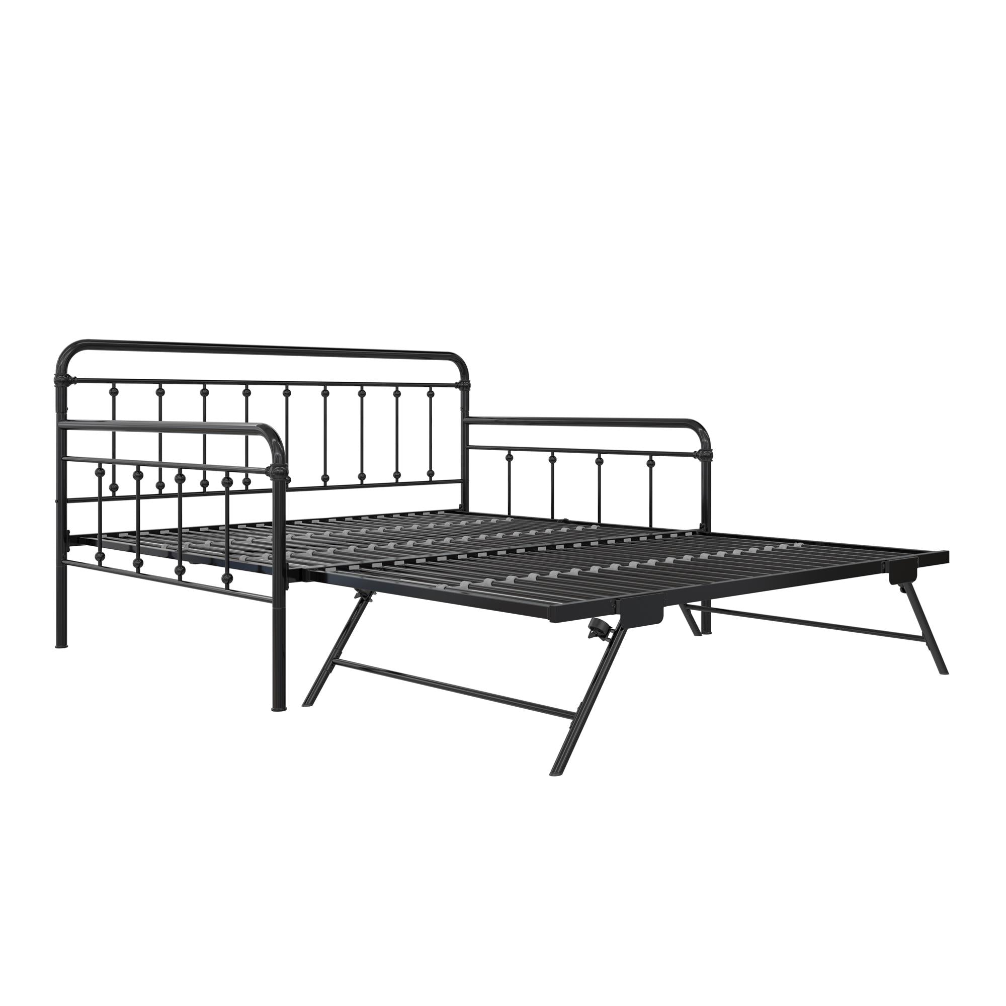 DHP Locky Metal Daybed with Pop Up Trundle - Black - Full-Over-Twin