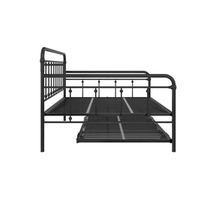 DHP Locky Metal Daybed with Pop Up Trundle - Black - Full-Over-Twin