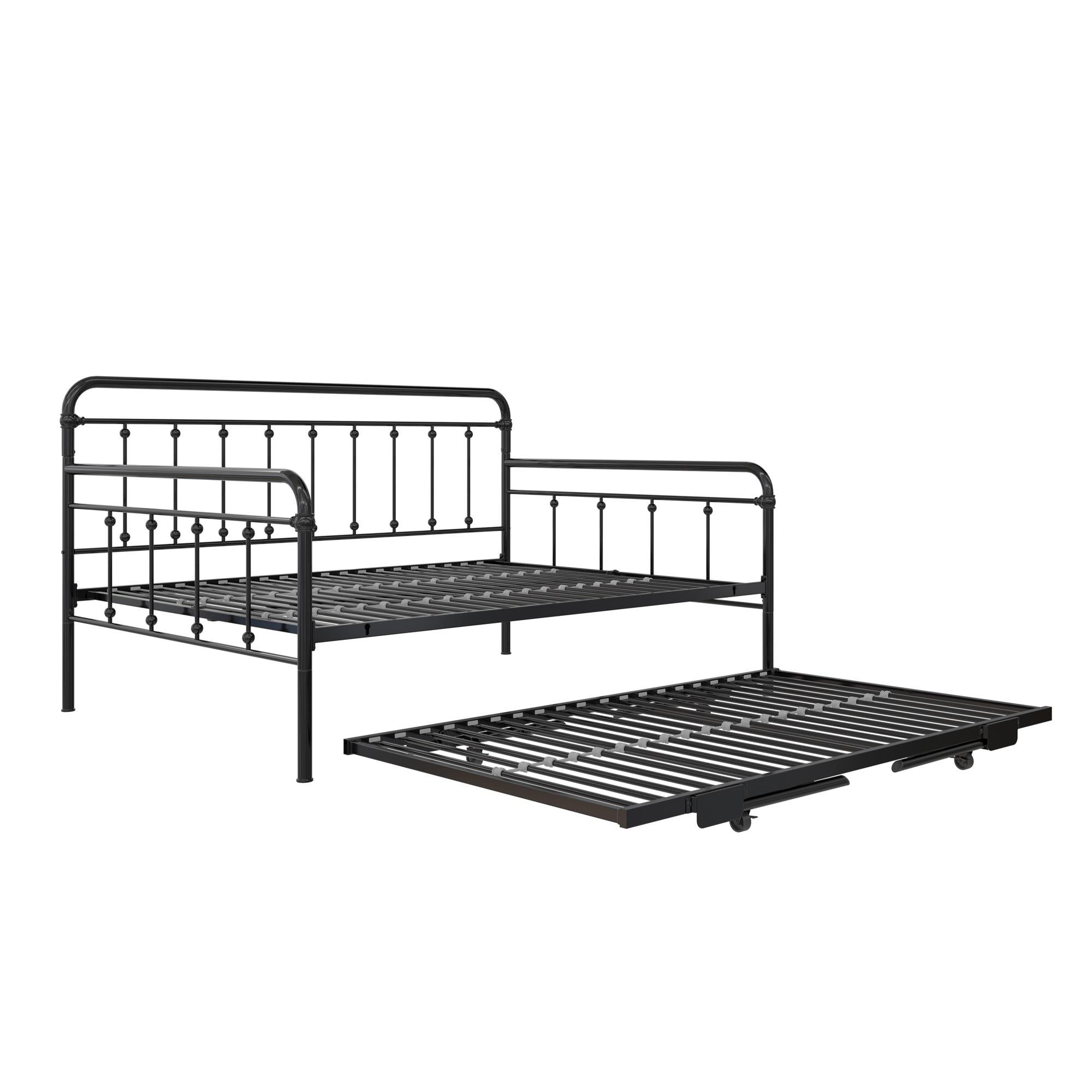 DHP Locky Metal Daybed with Pop Up Trundle - Black - Full-Over-Twin