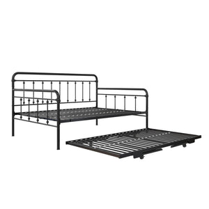 DHP Locky Metal Daybed with Pop Up Trundle - Black - Full-Over-Twin