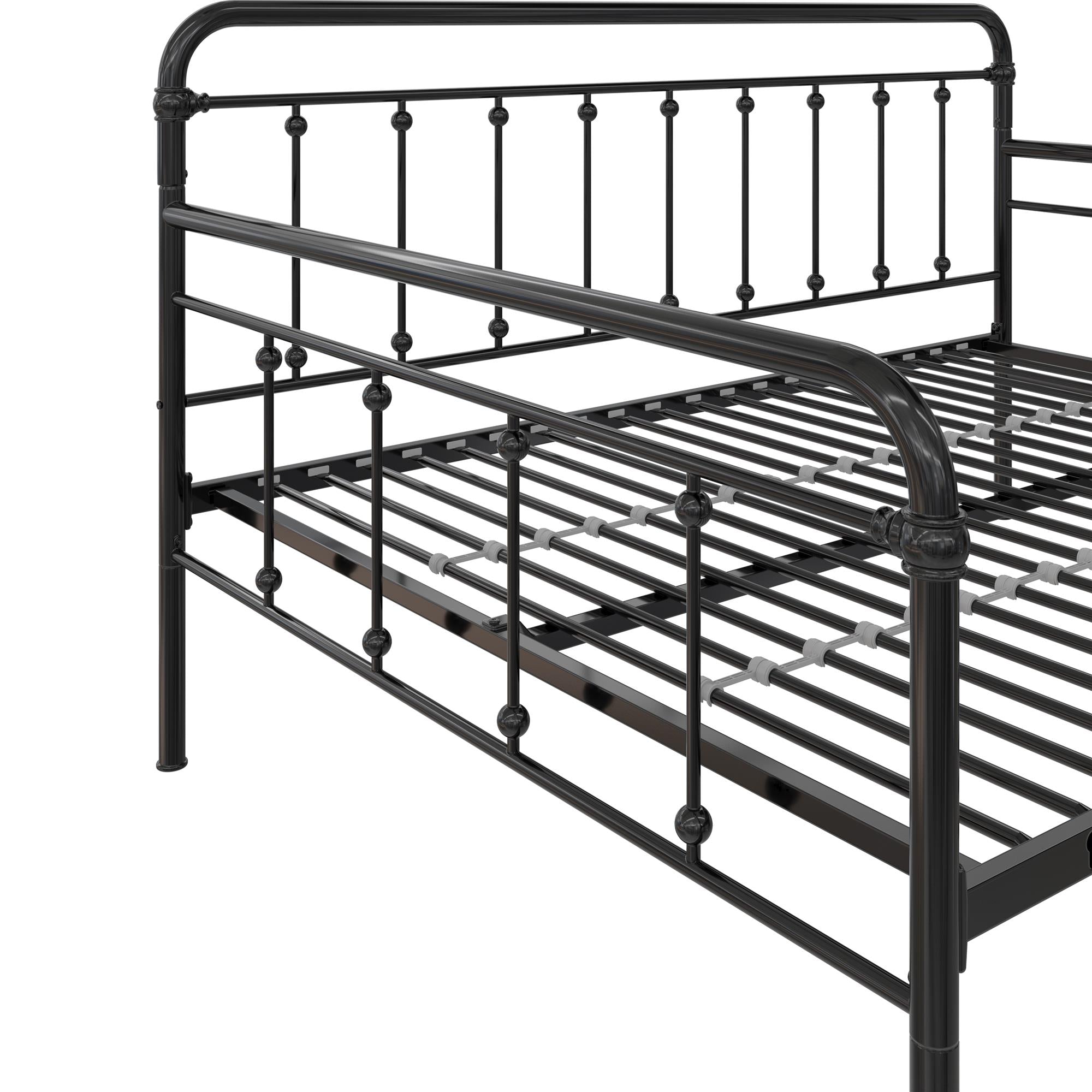 DHP Locky Metal Daybed with Pop Up Trundle - Black - Full-Over-Twin