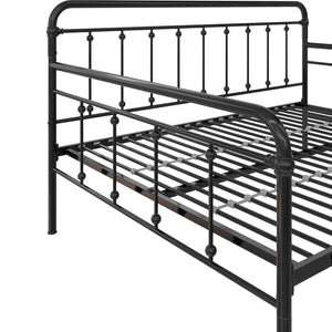 DHP Locky Metal Daybed with Pop Up Trundle - Black - Full-Over-Twin