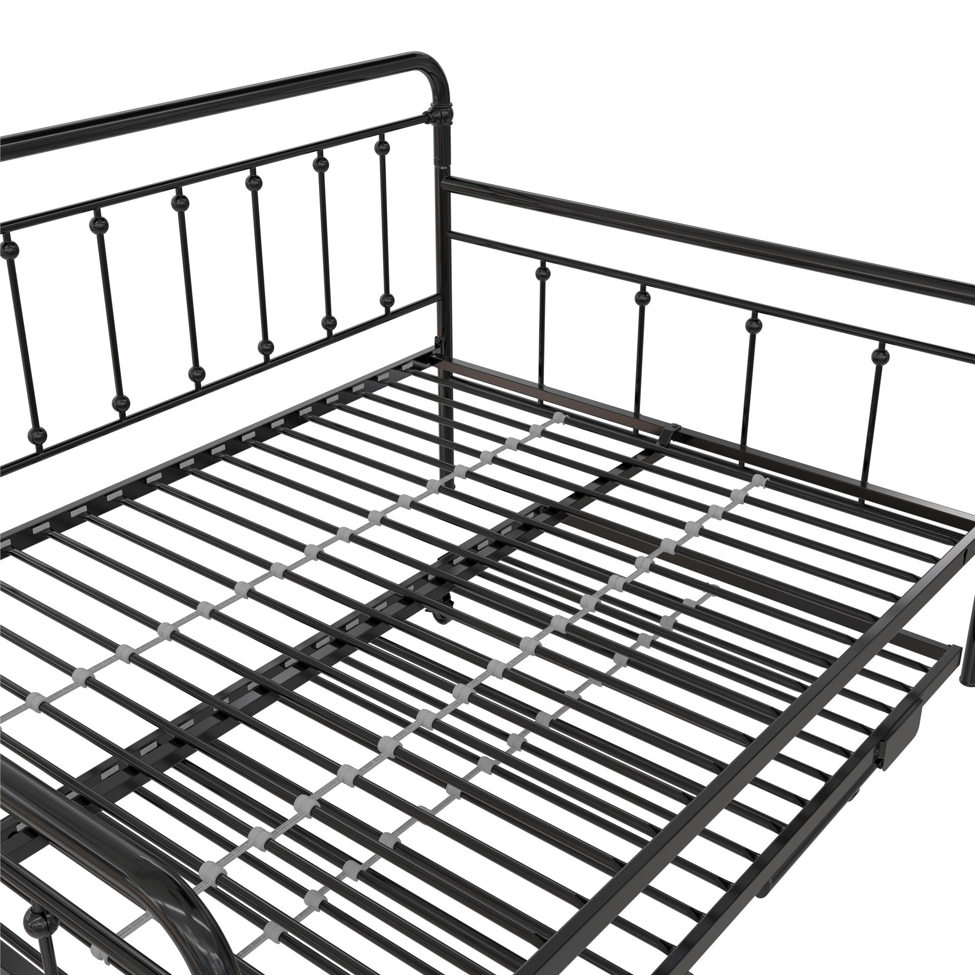DHP Locky Metal Daybed with Pop Up Trundle - Black - Full-Over-Twin