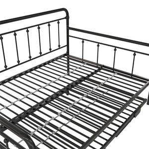 DHP Locky Metal Daybed with Pop Up Trundle - Black - Full-Over-Twin