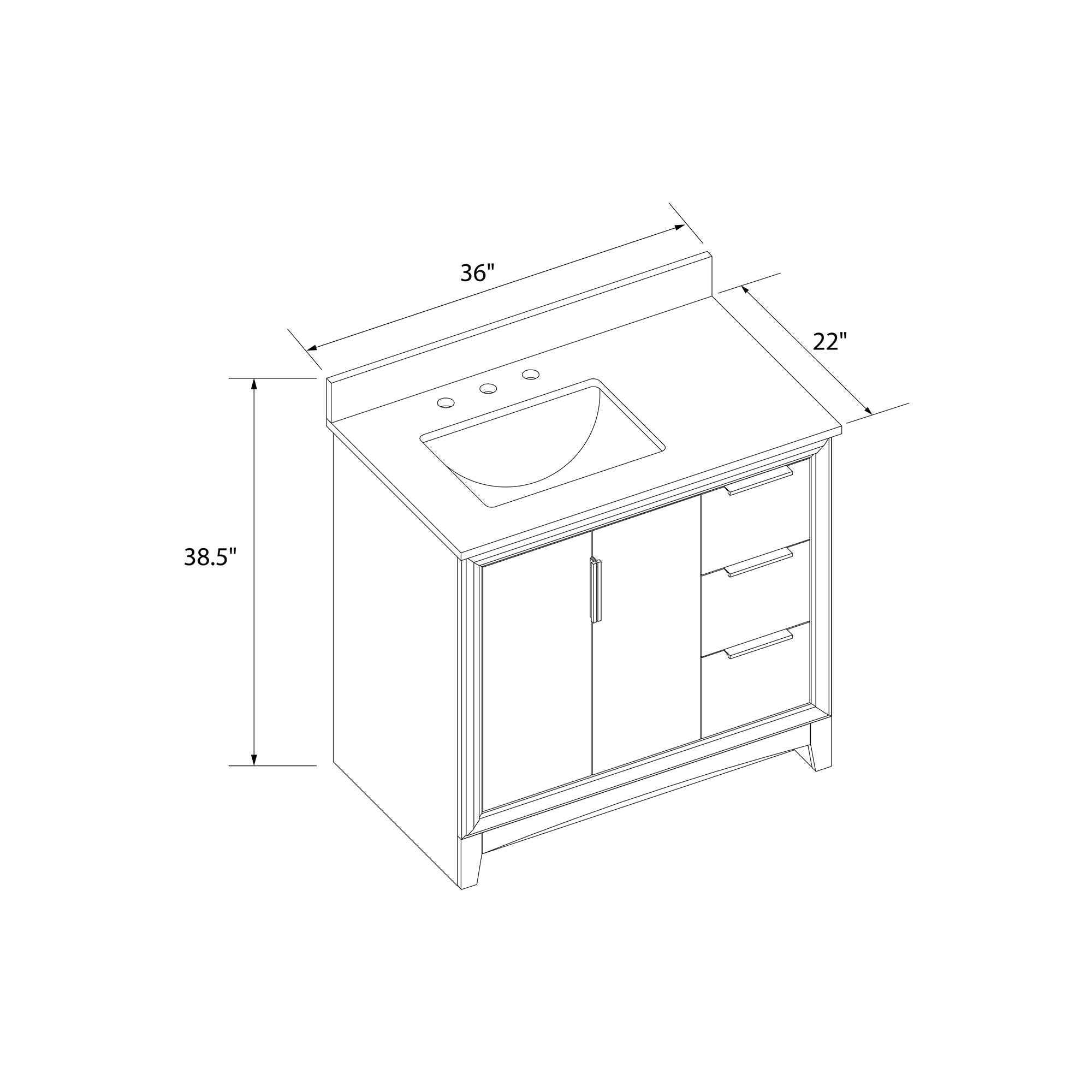 RealRooms Hannson 36" Bathroom Vanity with Sink - French Blue - 36"