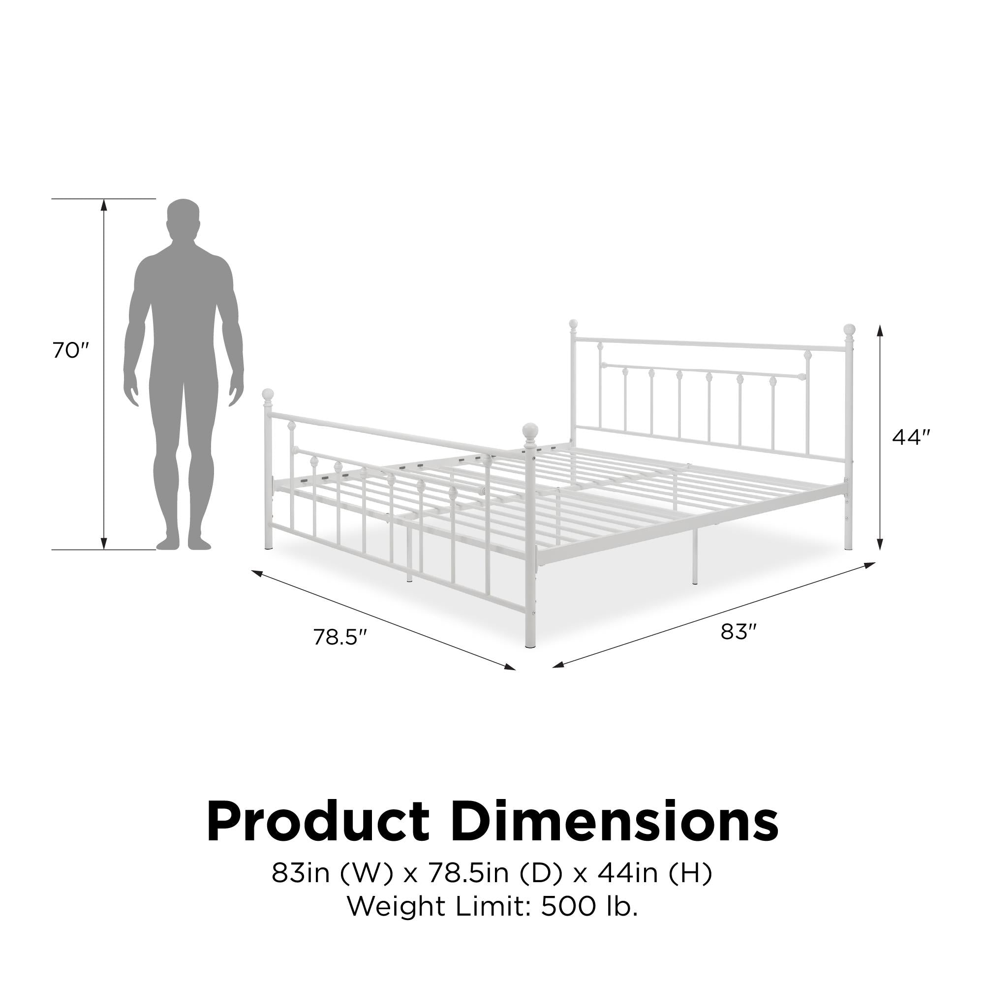 DHP Manila Metal Bed Frame - White - King