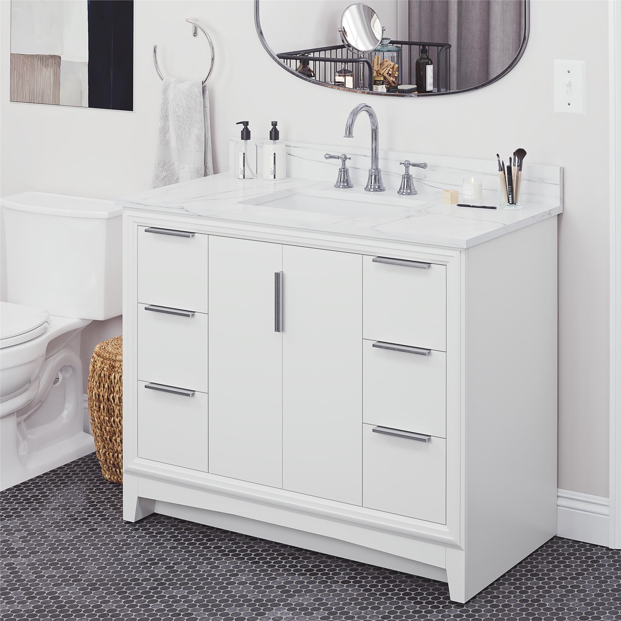 RealRooms Hannson 42" Bathroom Vanity with Sink - White - 42"