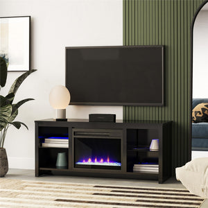 Ameriwood Home Torrick LED Fireplace 55" TV Stand with Crystal Insert - Black
