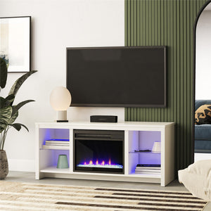 Ameriwood Home Torrick LED Fireplace 55" TV Stand with Crystal Insert - White