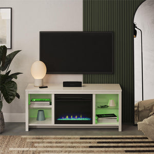 Ameriwood Home Torrick LED Fireplace 55" TV Stand with Crystal Insert - White