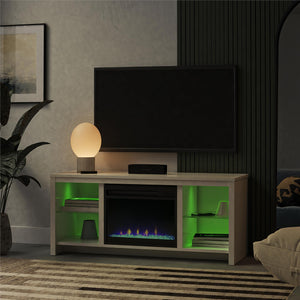 Ameriwood Home Torrick LED Fireplace 55" TV Stand with Crystal Insert - White