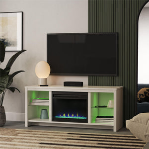 Ameriwood Home Torrick LED Fireplace 55" TV Stand with Crystal Insert - White
