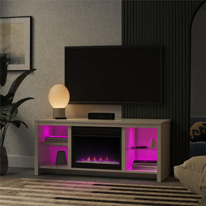 Ameriwood Home Torrick LED Fireplace 55" TV Stand with Crystal Insert - White