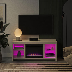 Ameriwood Home Torrick LED Fireplace 55" TV Stand with Crystal Insert - White