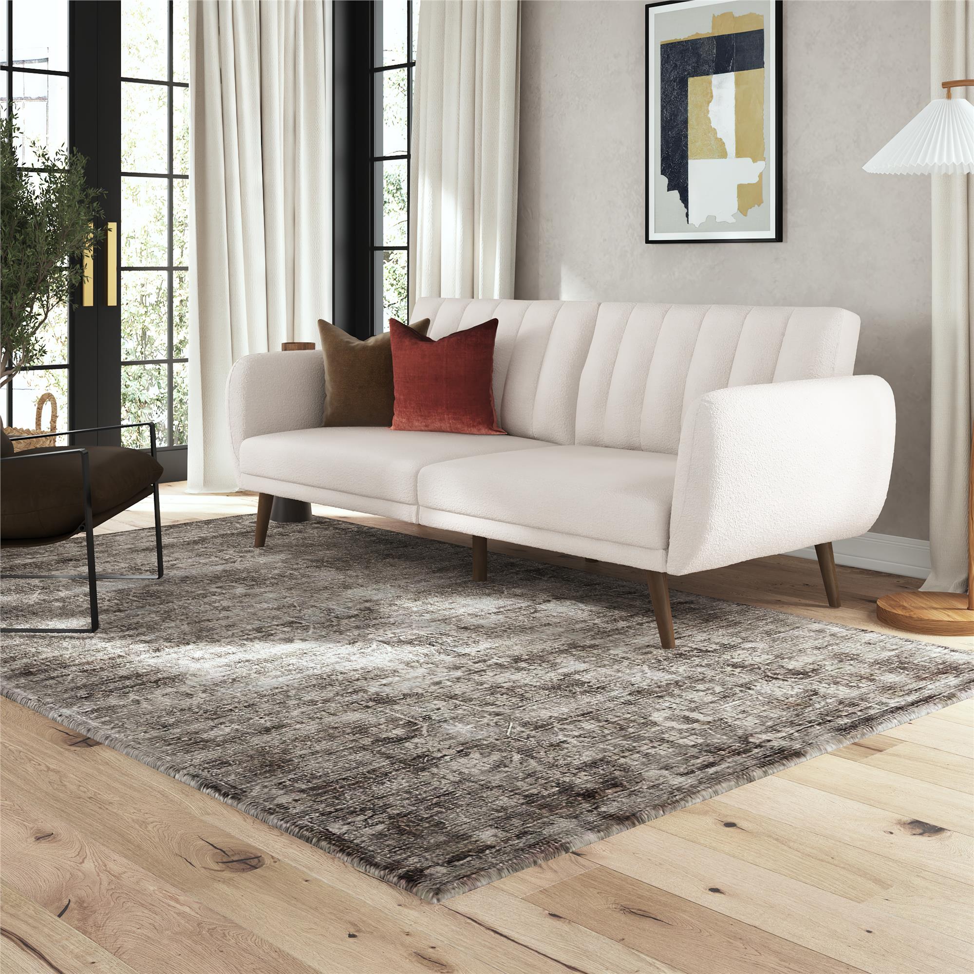 Novogratz Brittany Futon Sofa Bed - Ivory Boucle