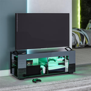 NTense LED TV Stand with Glass Shelves for TVs up to 55" - Black