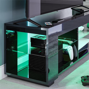 NTense LED TV Stand with Glass Shelves for TVs up to 55" - Black