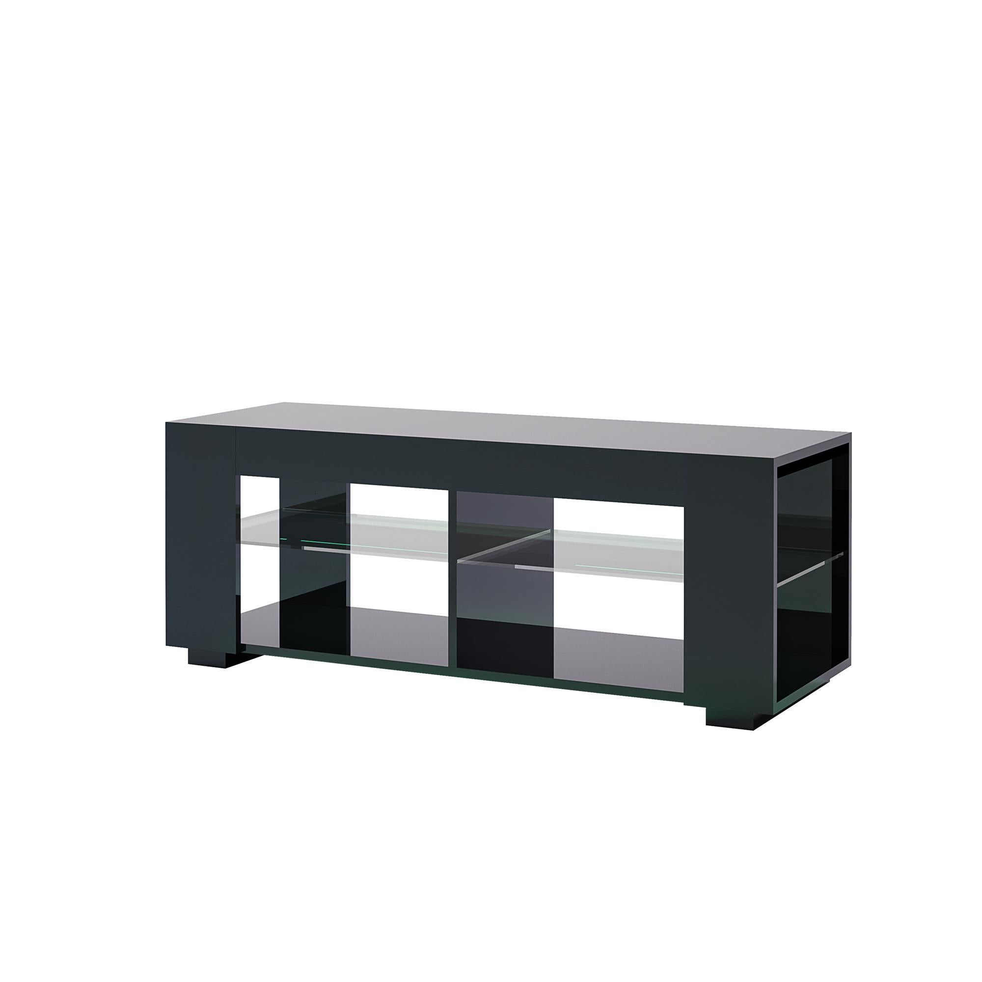 NTense LED TV Stand with Glass Shelves for TVs up to 55" - Black