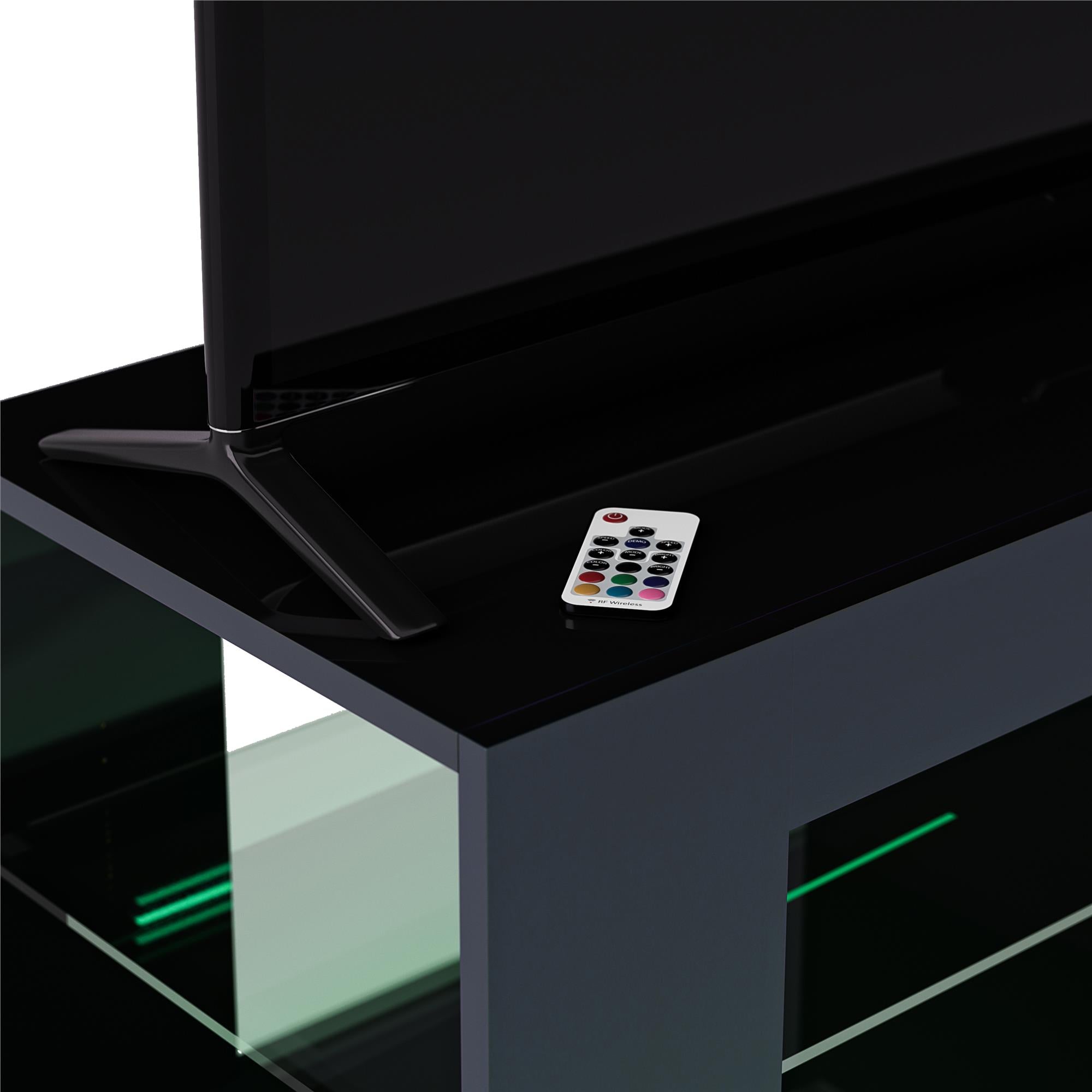 NTense LED TV Stand with Glass Shelves for TVs up to 55" - Black