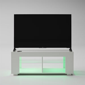 NTense LED TV Stand with Glass Shelves for TVs up to 55" - White